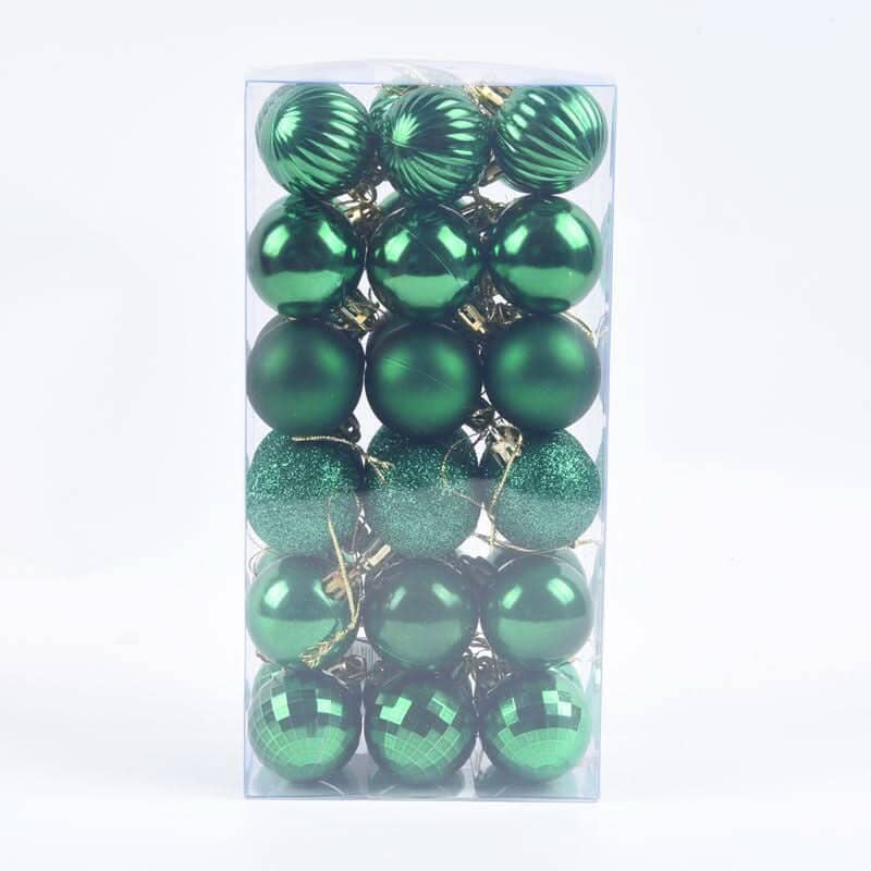 Decoração De Natal / 4cm 36 Peças Bolas Coloridas De Natal Com Glitter Produto de Natal 208 Casa Farfelle Verde 