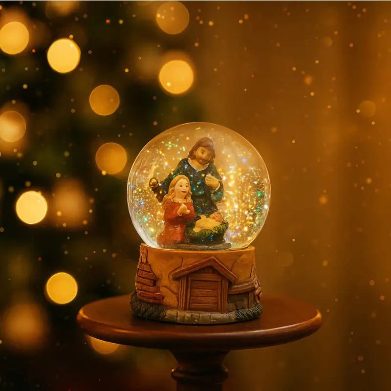 Decoração de Natal Globo de Vidro Sagrada Família - Casa Farfelle