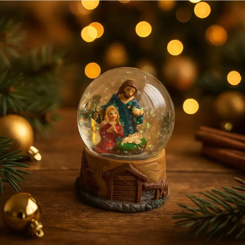 Decoração de Natal Globo de Vidro Sagrada Família - Casa Farfelle