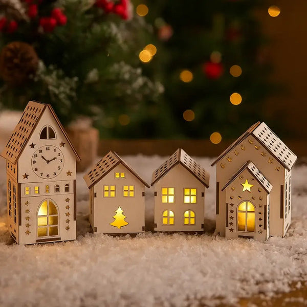 Decoração de Natal Vila de casas 4 peças com Luz - Casa Farfelle