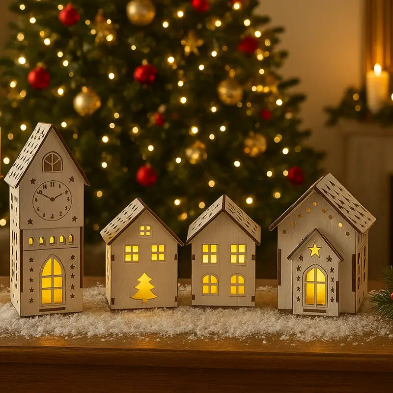 Decoração de Natal Vila de casas 4 peças com Luz - Casa Farfelle