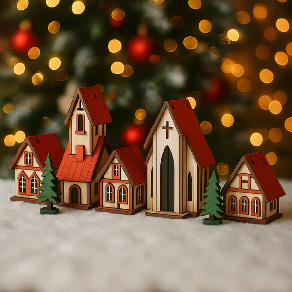 Decoração de Natal Vila de casas 5 peças - Casa Farfelle
