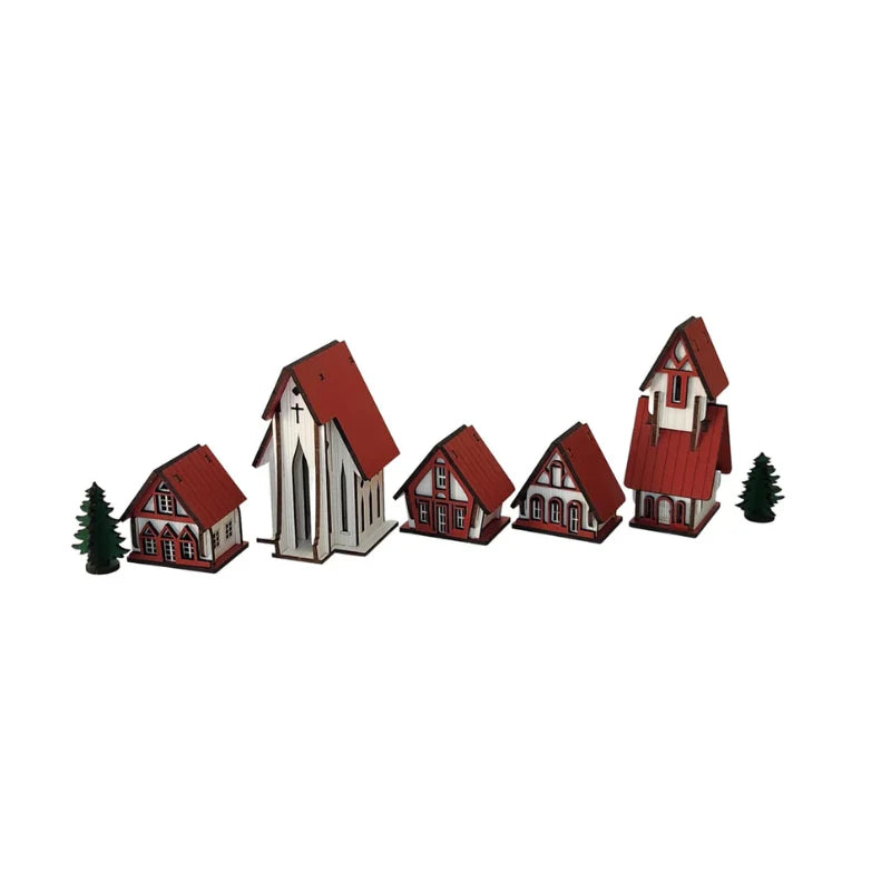 Decoração de Natal Vila de casas 5 peças - Casa Farfelle