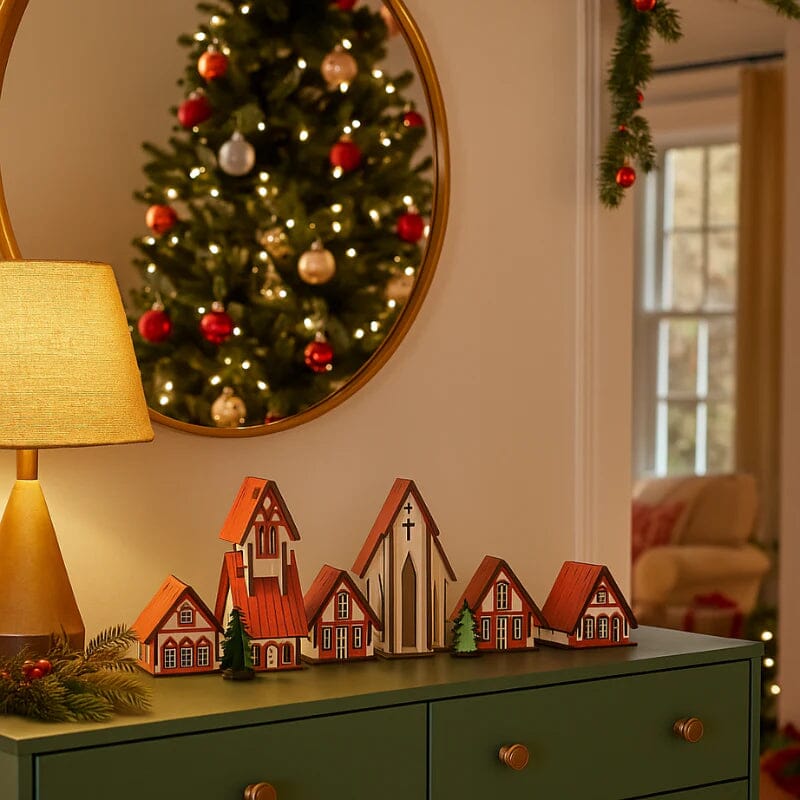 Decoração de Natal Vila de casas 5 peças - Casa Farfelle