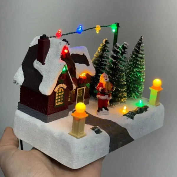 Decoração de Natal Vila do Papai Noel Musical com Luz - Casa Farfelle