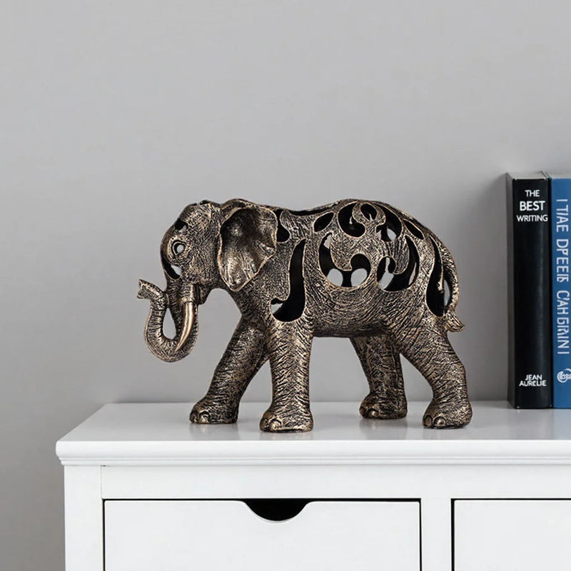 Elefante Decorativo Oco em Resina - Estilo Retro - Casa Farfelle