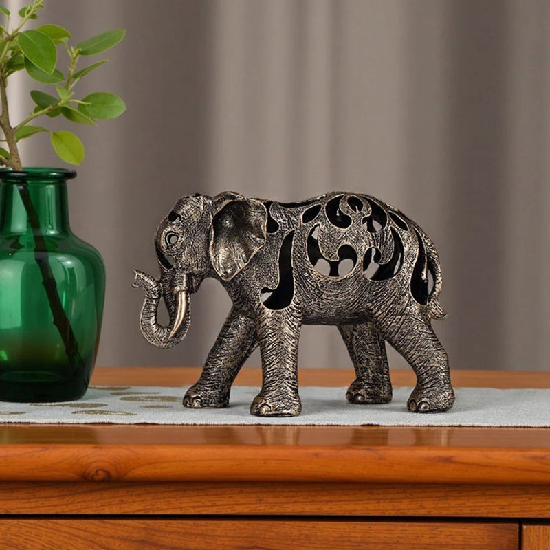 Elefante Decorativo Oco em Resina - Estilo Retro - Casa Farfelle