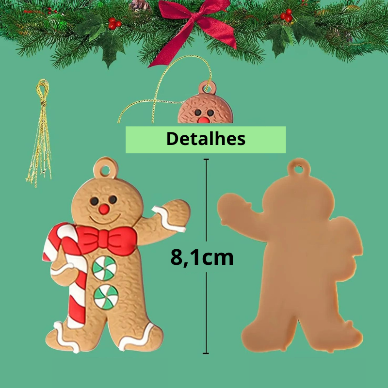 Enfeite Árvore de Natal Biscoito 12 unidades - Casa Farfelle