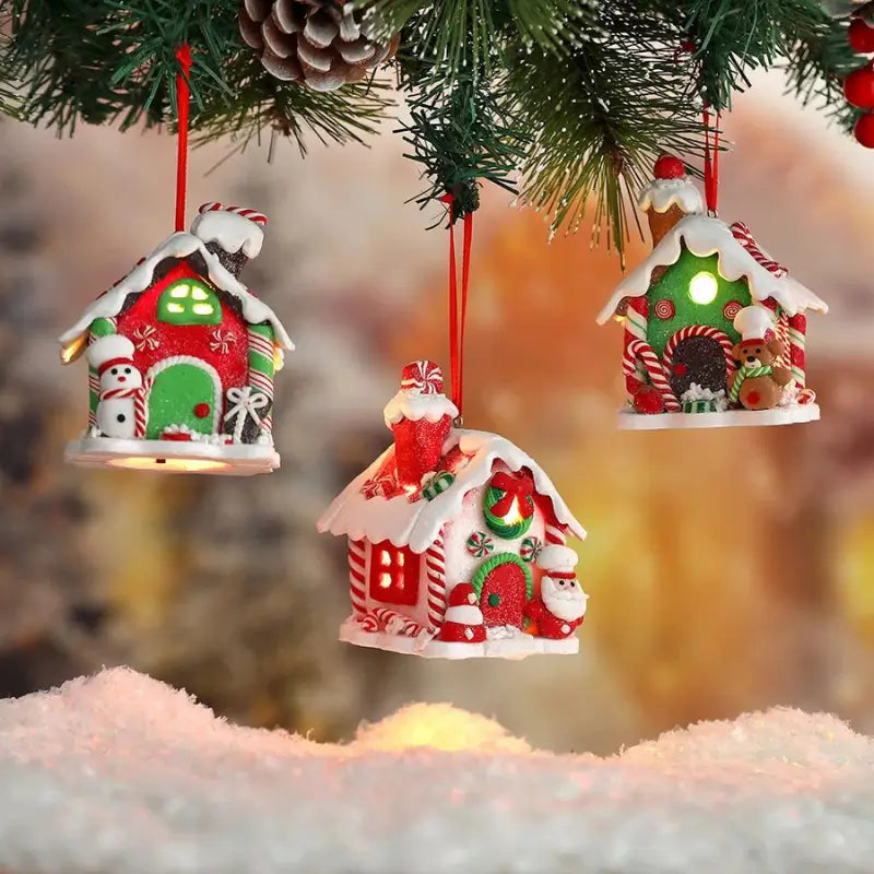 Enfeite de Árvore de Natal Pingente Casinhas - Casa Farfelle