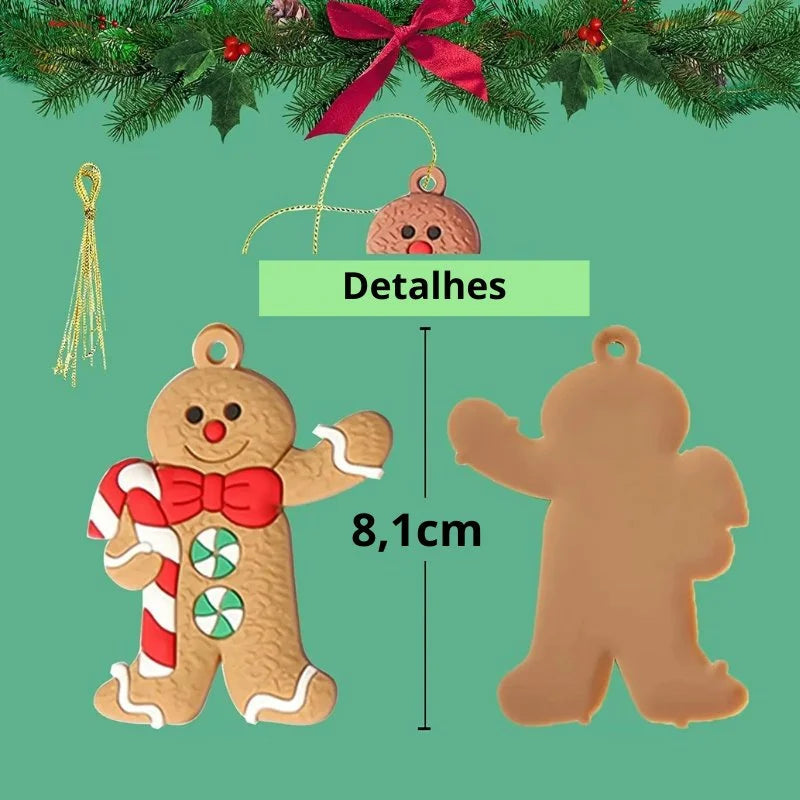 Enfeite de Natal em Formato de Biscoito com 12 Unidades Lenogue - Casa Farfelle