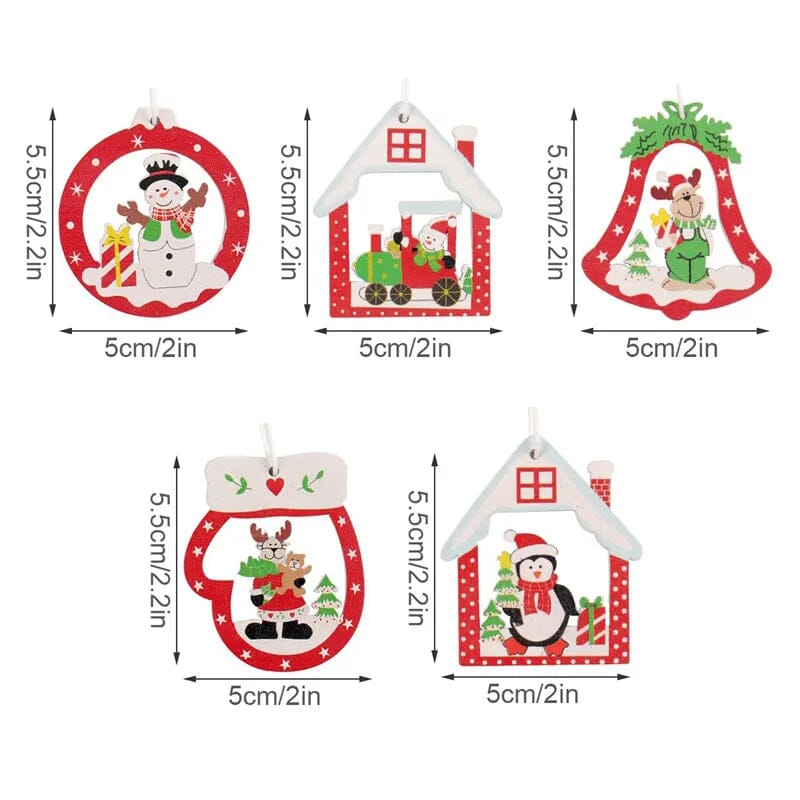 Enfeite Pendente para Árvore de Natal em Madeira - Casa Farfelle