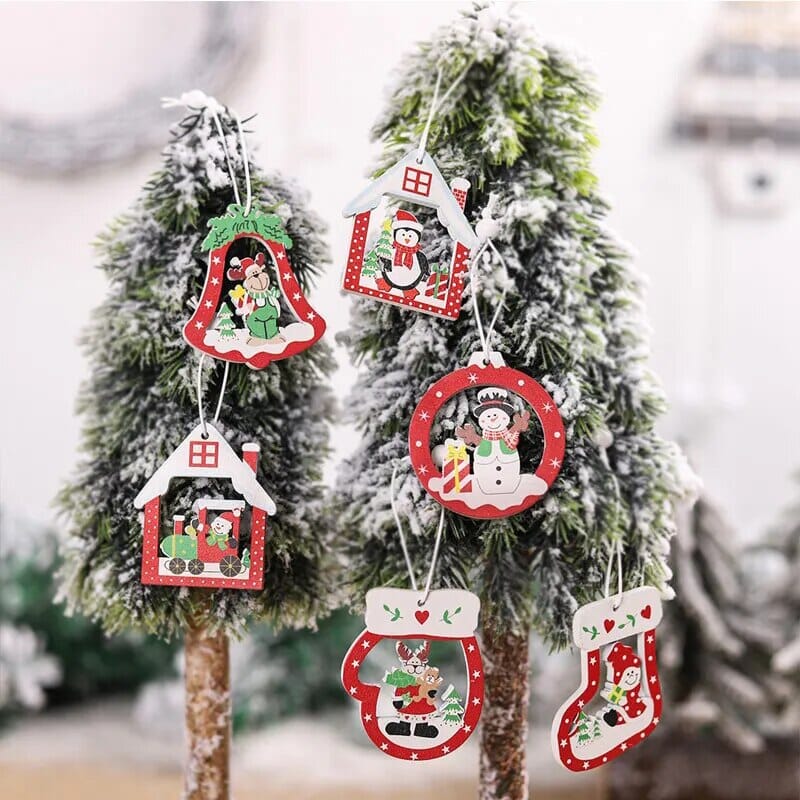 Enfeite Pendente para Árvore de Natal em Madeira - Casa Farfelle