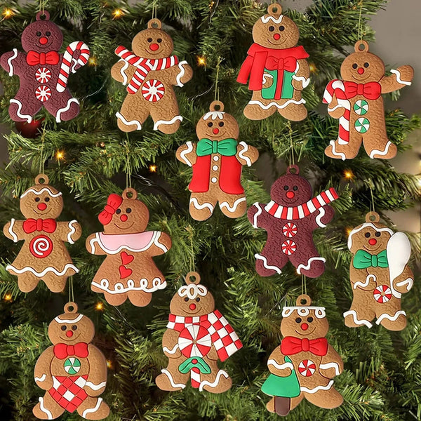 Enfeite Pendente para Árvore de Natal Gingerbread - Kit com 12 Unidades - Casa Farfelle