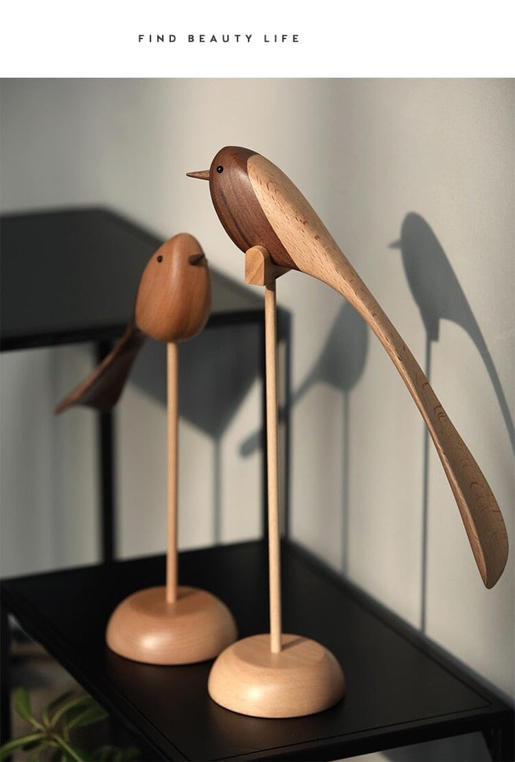 Escultura de Pássaros em Madeira Estilo Nórdico - Casa Farfelle