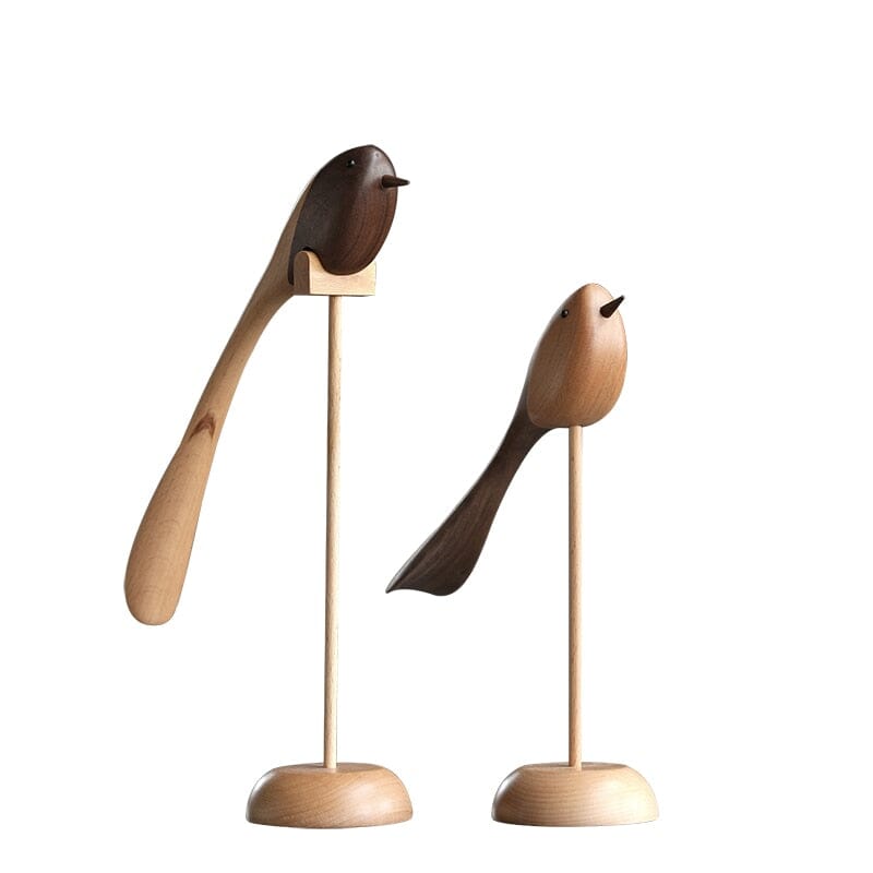 Escultura de Pássaros em Madeira Estilo Nórdico - Casa Farfelle