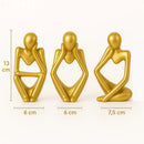 Escultura Decorativa O Pensador Estatueta 3 Peças - Casa Farfelle