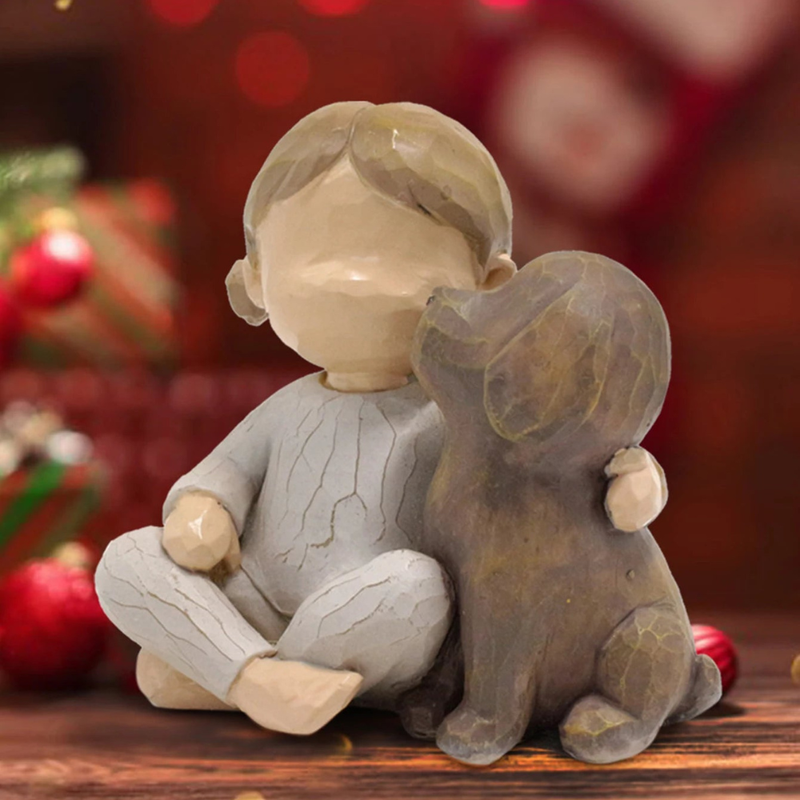 Escultura Menina e Cachorro