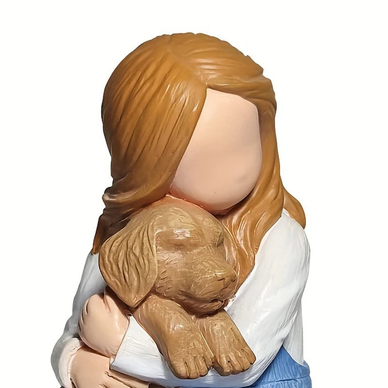 Escultura Menina e Golden Retriever - Casa Farfelle
