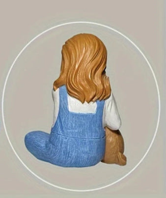 Escultura Menina e Golden Retriever - Casa Farfelle