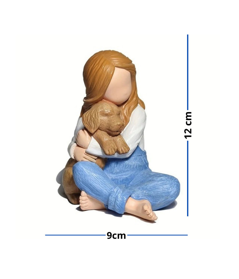 Escultura Menina e Golden Retriever - Casa Farfelle