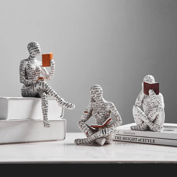 Escultura Mulher Lendo Livro - Casa Farfelle