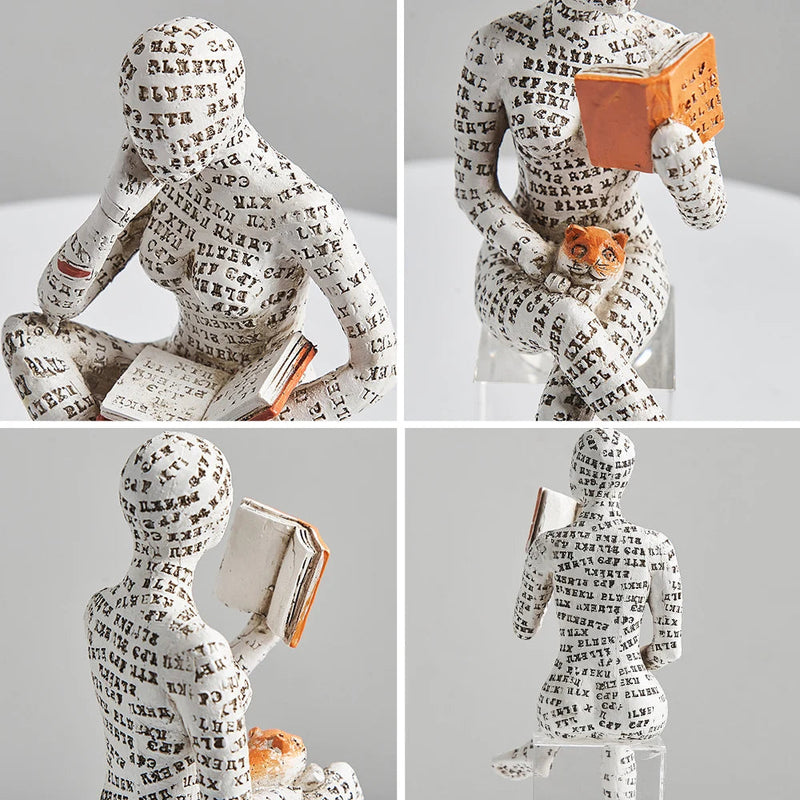 Escultura Mulher Lendo Livro - Casa Farfelle