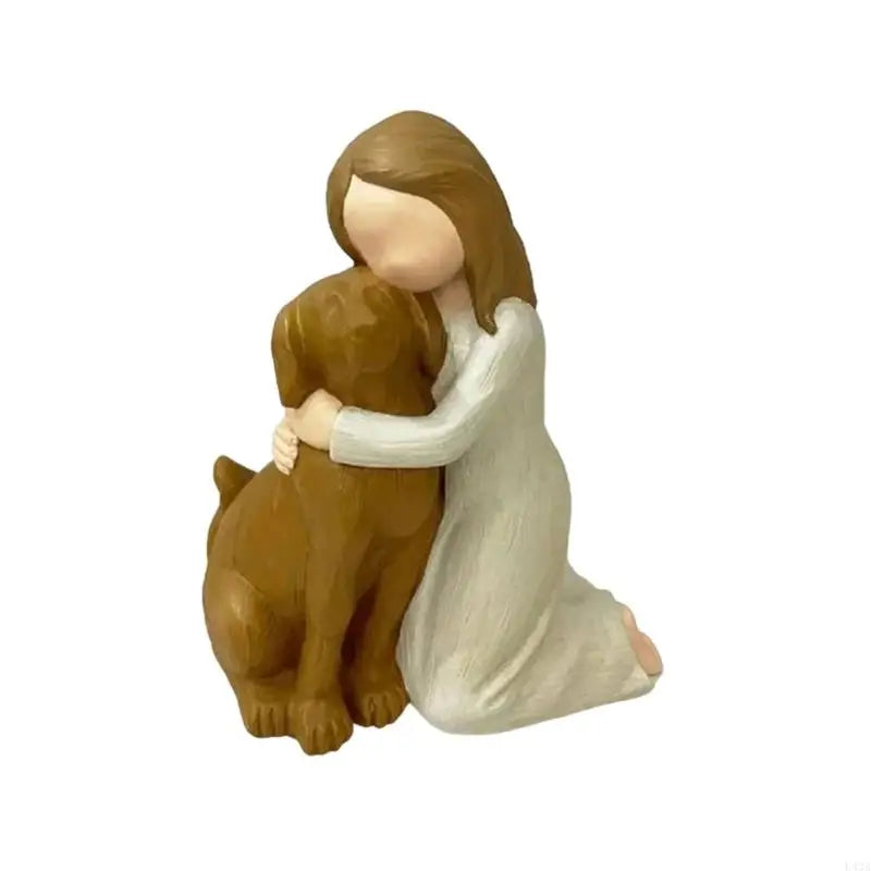 Estátua Decorativa de Menina com Cachorro em Resina - Casa Farfelle