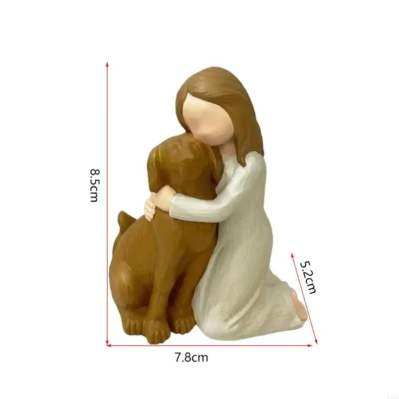 Estátua Decorativa de Menina com Cachorro em Resina - Casa Farfelle
