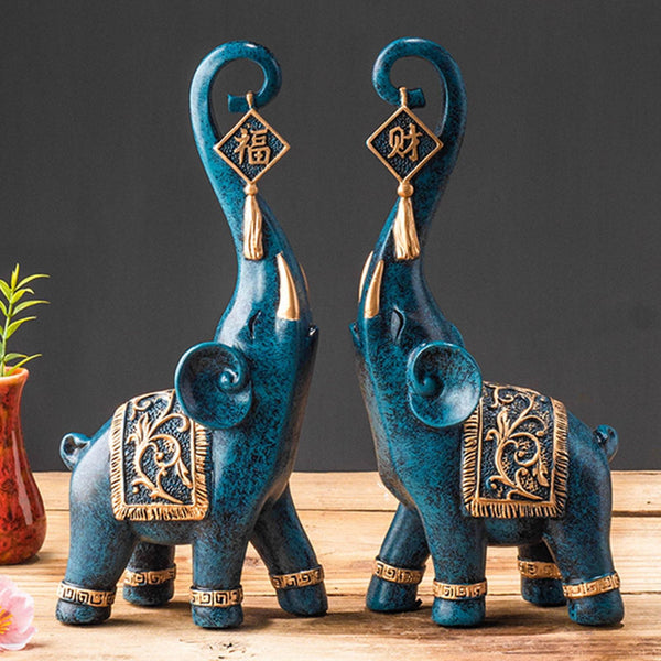 Estatuetas Elefantes Prosperidade 2 Peças - Casa Farfelle