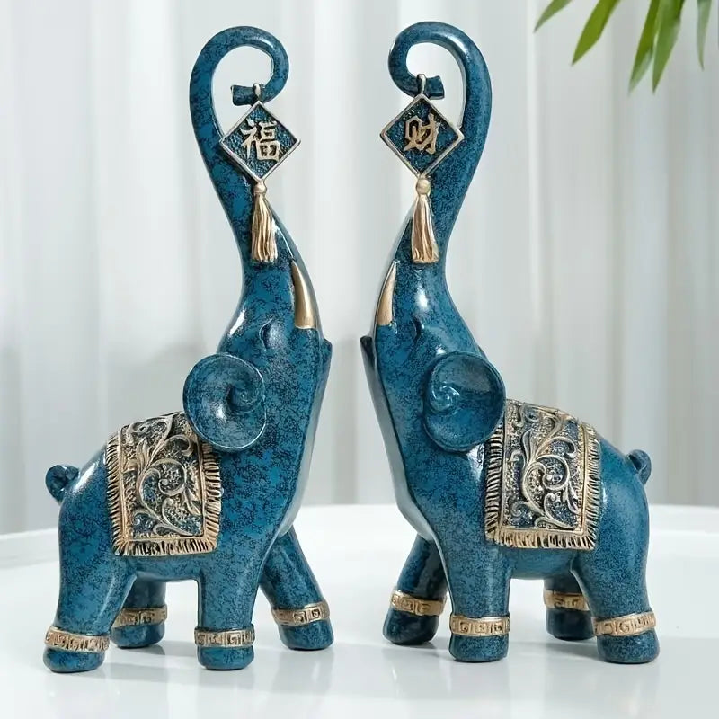 Estatuetas Elefantes Prosperidade 2 Peças - Casa Farfelle