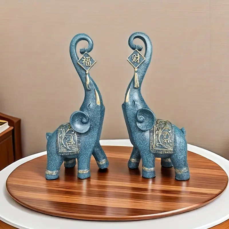 Estatuetas Elefantes Prosperidade 2 Peças - Casa Farfelle