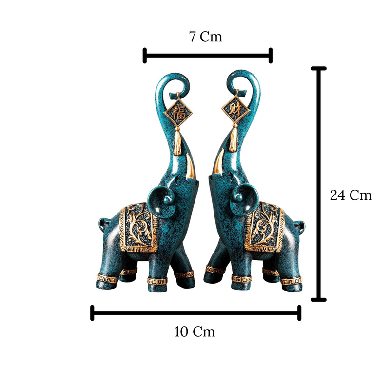 Estatuetas Elefantes Prosperidade 2 Peças - Casa Farfelle