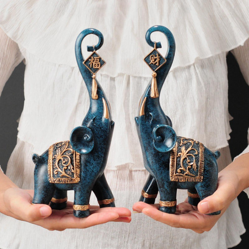 Estatuetas Elefantes Prosperidade 2 Peças - Casa Farfelle