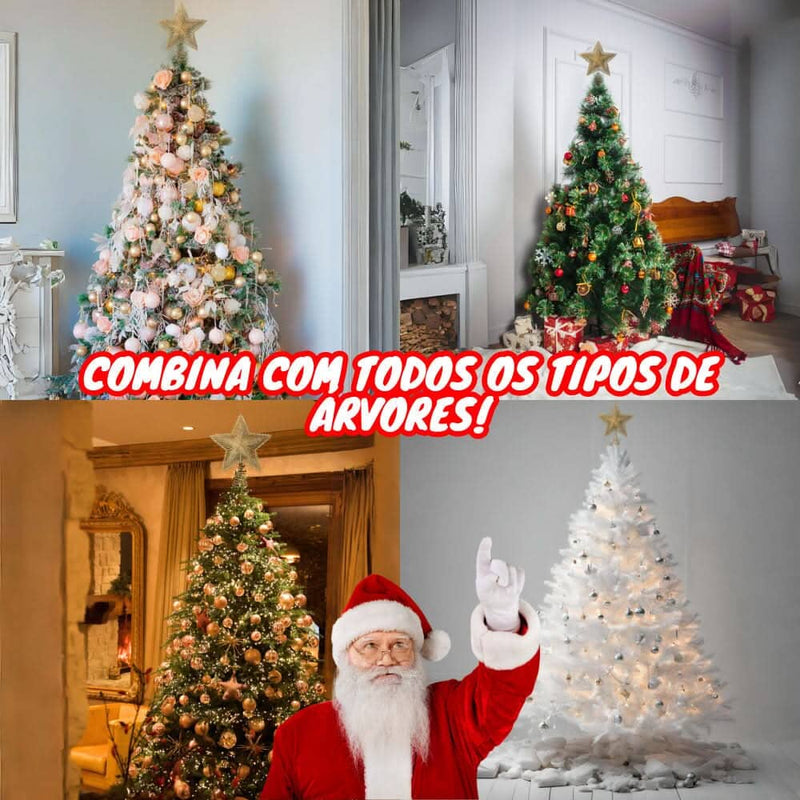 Estrela 24cm Brilhante Aramada Com Glitter Para Árvore De Natal Metalizado Produto de Natal 211 Casa Farfelle 