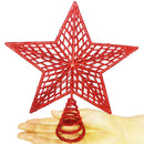 Estrela de Natal Ponteira Glitter Brilhante 20cm para Arvore Decoração Produto de Natal 212 Casa Farfelle Vermelho 