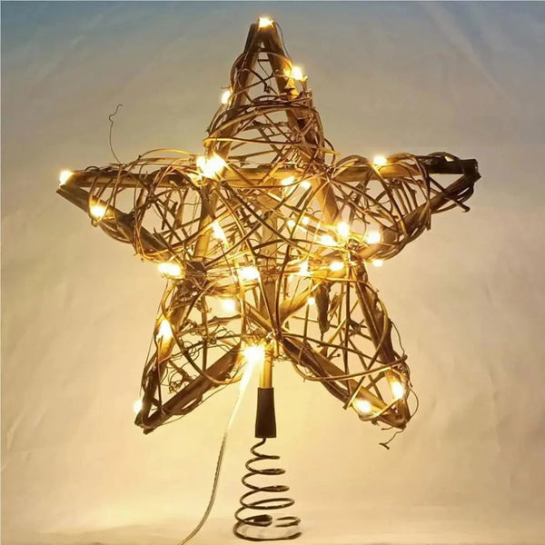 Estrela Led Rústica para Topo de árvore de Natal Decorativa Lenogue - Casa Farfelle