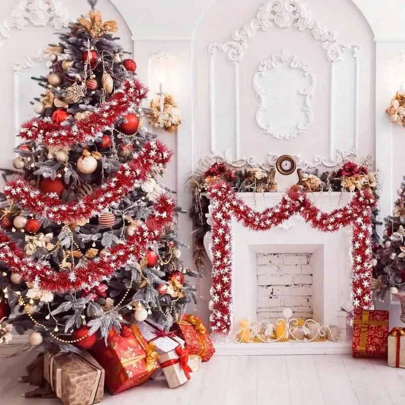 Festão Natalino Fake Vemelho com Cristais - Casa Farfelle