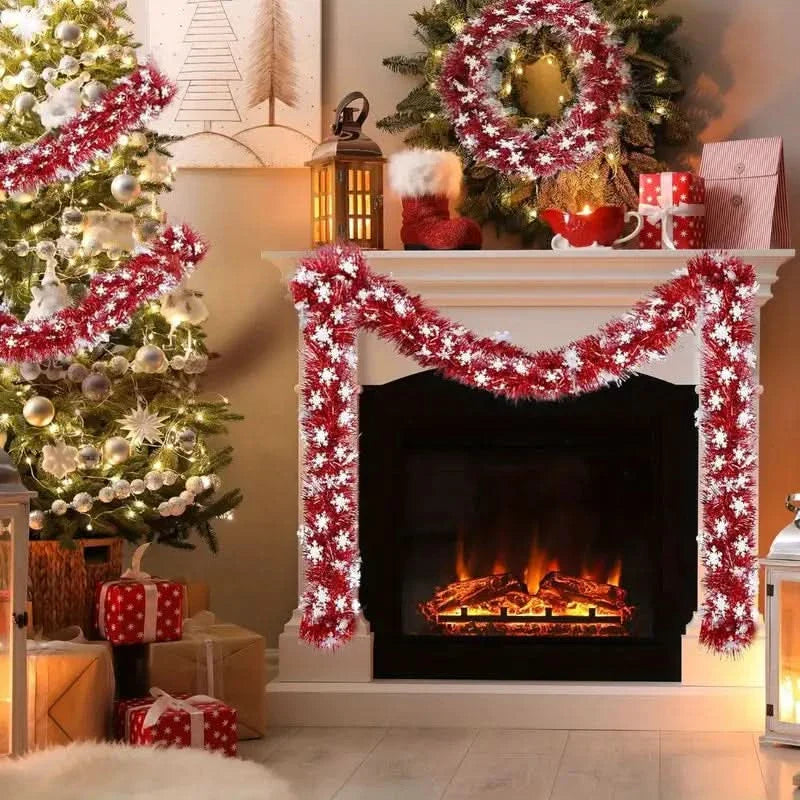 Festão Natalino Fake Vemelho com Cristais - Casa Farfelle