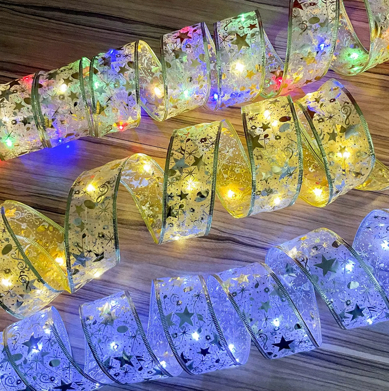 Fita de Natal Aramada com LED Dourada - Casa Farfelle