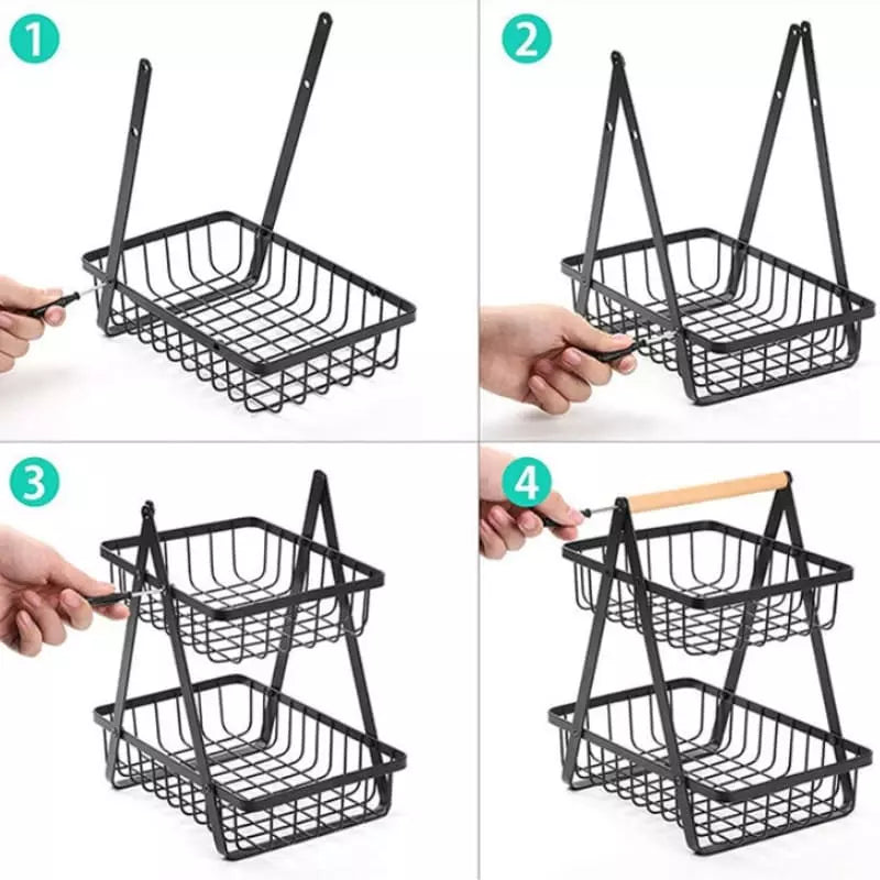 Cesta de Fruta 2 Andares Fruteira de Mesa Polihousi - Casa Farfelle
