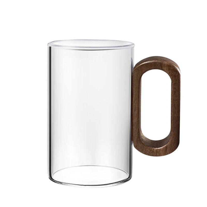 Fuméa – Copo de Vidro com Alça de Madeira e Design Vertical Translúcido - Casa Farfelle