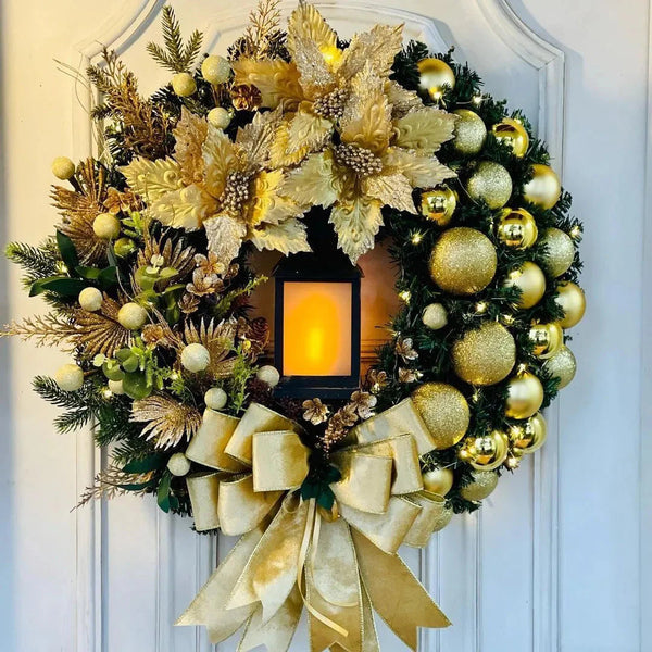 Guirlanda de Natal Dourada para Porta - Casa Farfelle