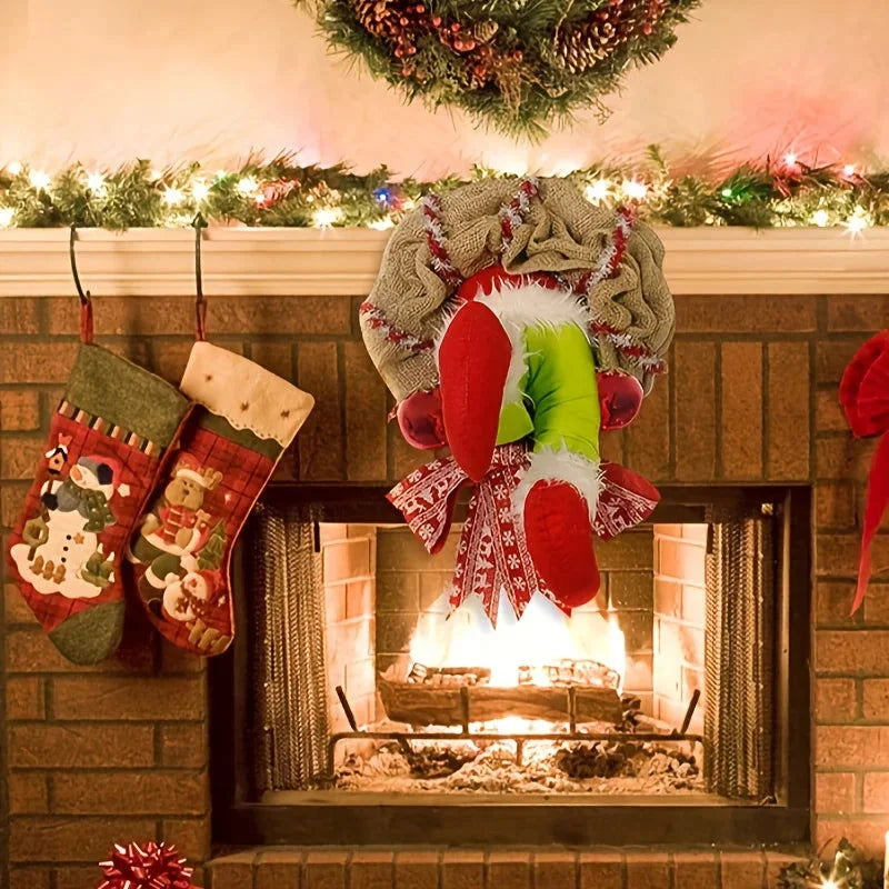 Guirlanda Natalina com Pernas de Duende e Juta para Porta Lenogue - Casa Farfelle