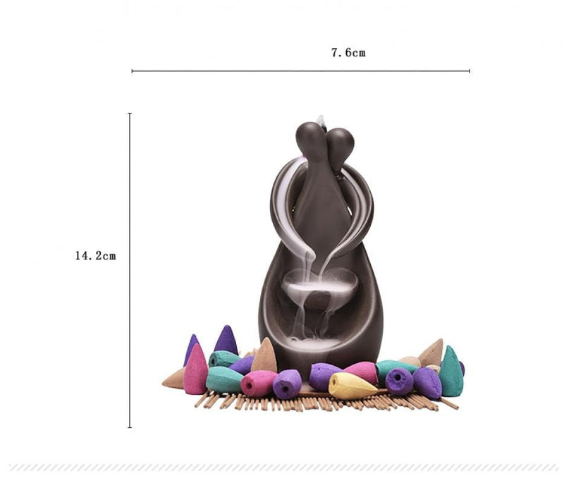 Incensário Cascata Abraço + 20 Incensos Cônicos - Casa Farfelle