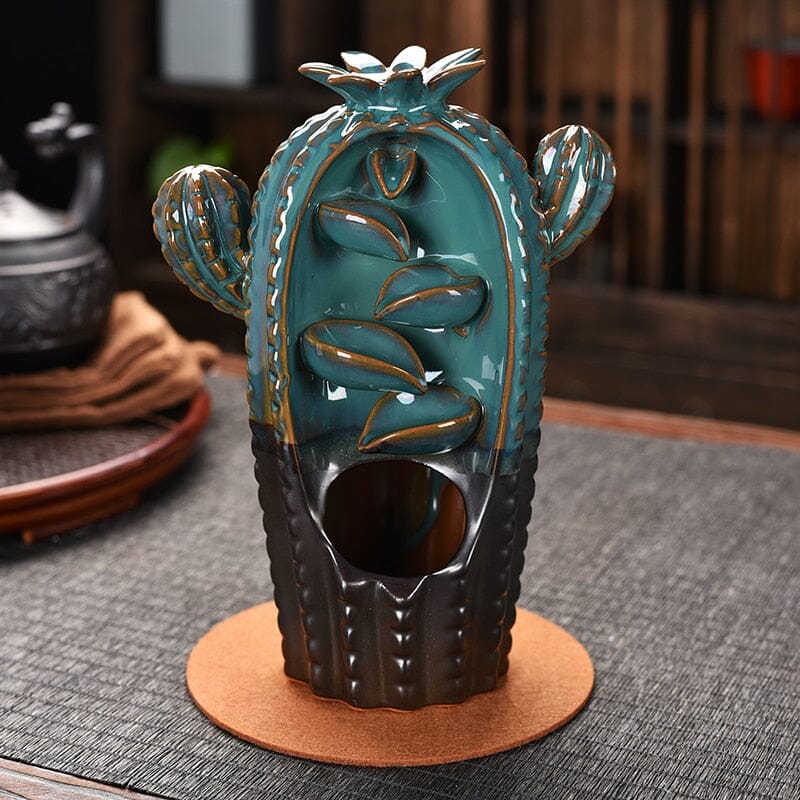 Incensário Cascata Cactus + 20 Incensos Cônicos - Casa Farfelle