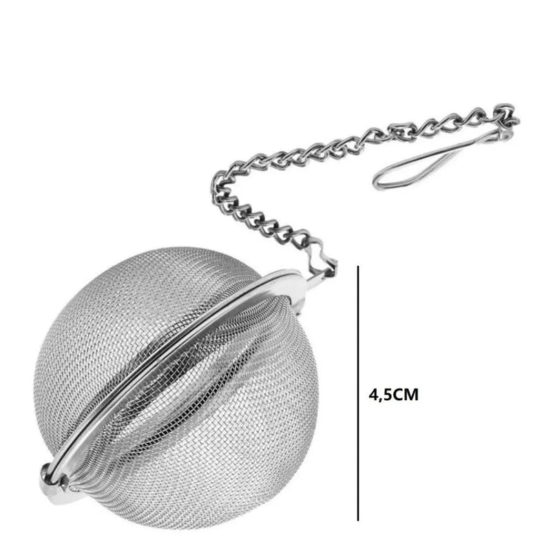 Infusor de Chá Esférico Inox com Corrente 4,5cm Casa Splendida - Casa Farfelle
