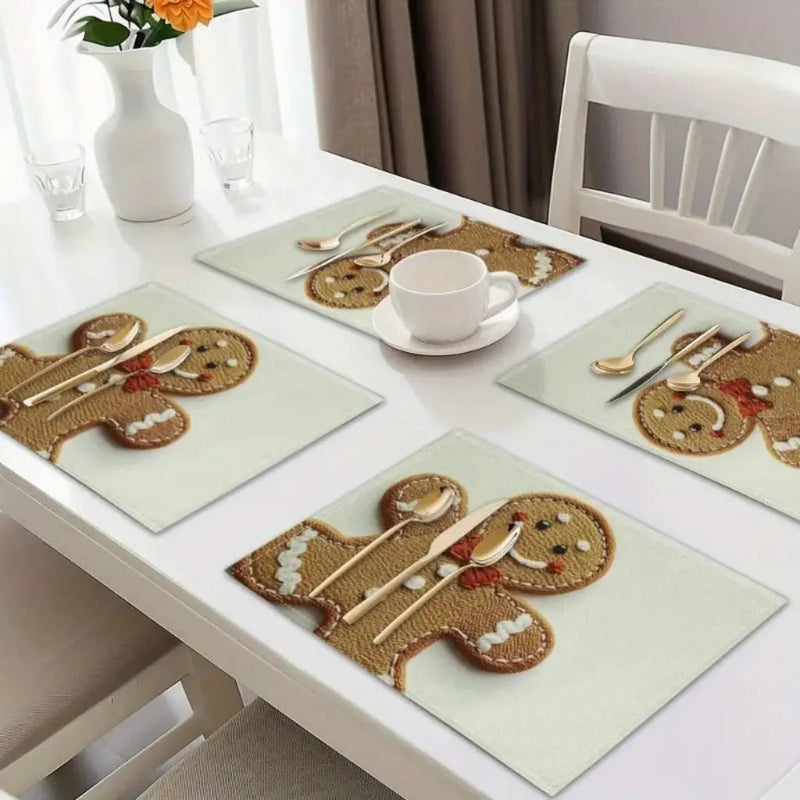 Jogo Americano de Natal Biscoito Artesanal – 4 Peças - Casa Farfelle