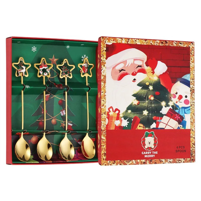 Jogo de Colheres para Sobremesa Decoração de Natal - Casa Farfelle