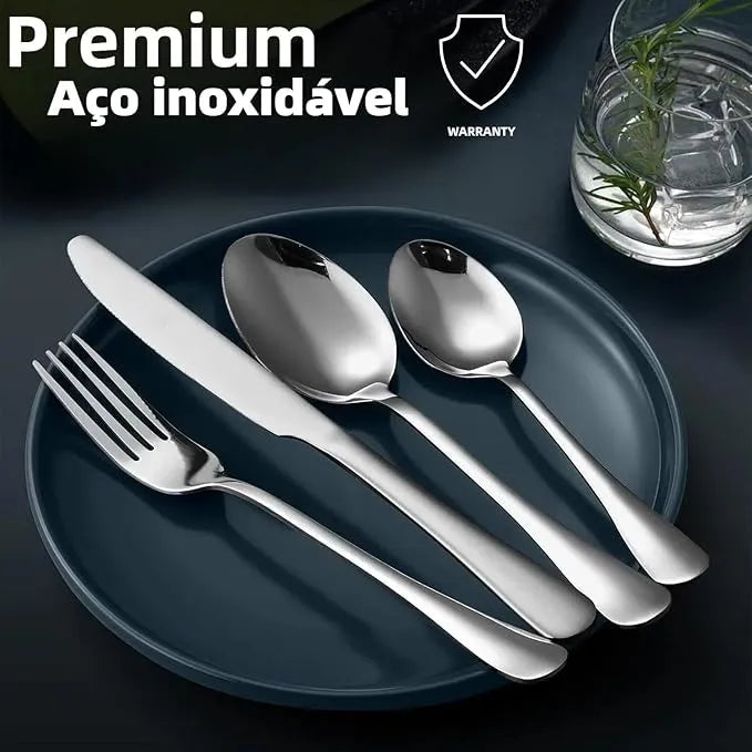 Jogo de Talheres Inox 24 Peças – Acabamento Fosco Casa Splendida - Casa Farfelle
