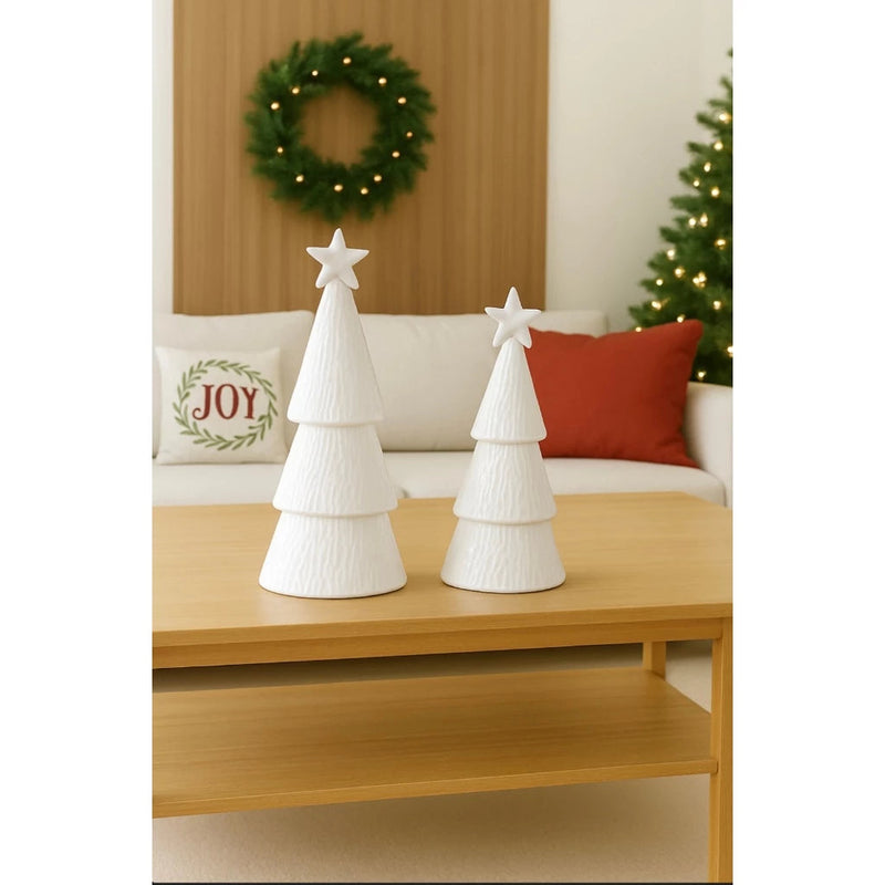 Kit 2 Árvores de Natal Cerâmica Decoração Natalina Charmosa - Casa Farfelle